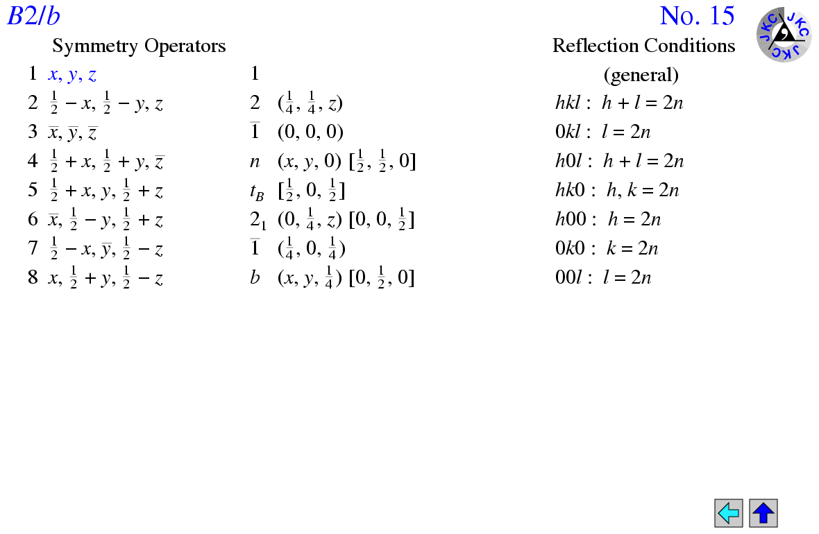 Space Group 15: B112/b; B 1 1 2/b